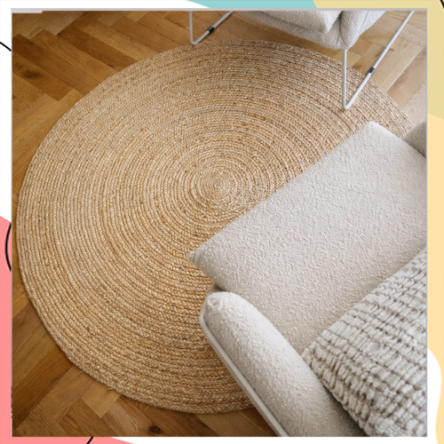 "גילי עגול" - שטיח חבל הודי צמות קלאסי חלק ובהיר | דו צדדי