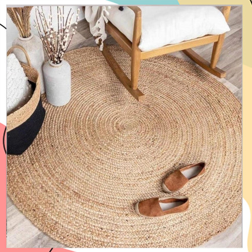 "גילי עגול" - שטיח חבל הודי צמות קלאסי חלק ובהיר