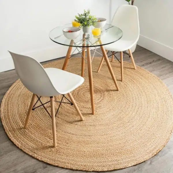 "גילי עגול" - שטיח חבל הודי צמות קלאסי חלק ובהיר - מטר שמונים