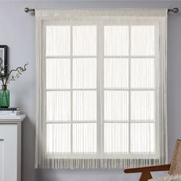"זנזיבר" - וילון חוטים בוהמי במגוון צבעים - 140X280, שמנת
