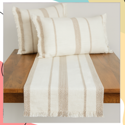 "טונגה" – ראנר שולחני בעיצוב אפריקאי 100% כותנה, מוסיף סטייל, צבע ואופי לכל שולחן