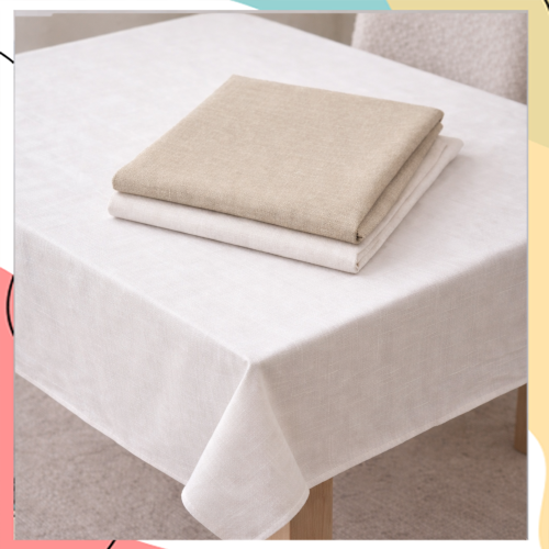 "מאיה" - קולקציית מפות שולחן כפריות חלקות דוחות כתמים | בצבע לבן או פשתן טבעי