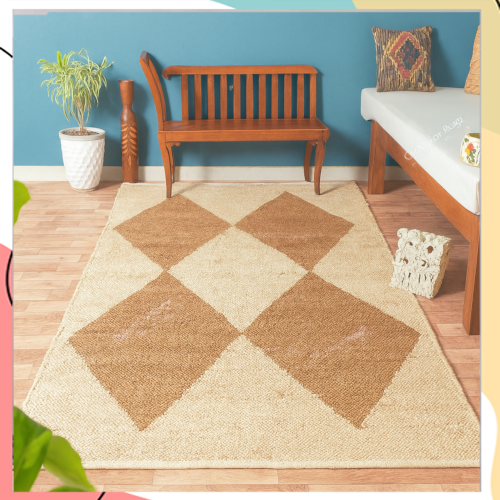 "דיימונד" - שטיח מעויינים מחבל לבן צפוף ואיכותי