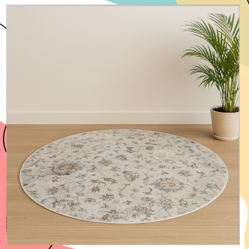 "סטורי עגול" - שטיח פרימיום ויסקוז איכותי בצפיפות חוט גבוהה עם הדפס אתני