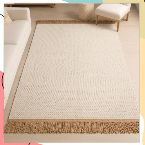 "רימון" - שטיח כותנה חלק קלוע עם חבל הודי