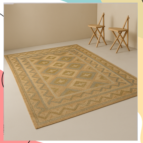 "מריידה" - שטיח יוטה "פאצ'ים" 100% עבודת יד בשילוב צבעים אומנותי