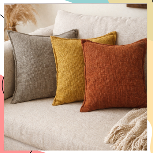 "דורון" - קולקציית כריות נוי חלקות מבד משופשף דמויי יוטה