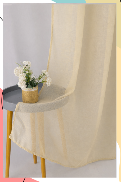 "טנסי" - וילון דמוי פשתן חצי שקוף בצבע אבן-בג' ייחודי ועדין