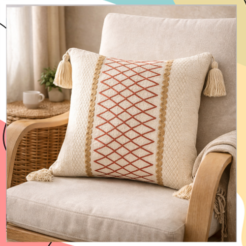 "נרי" - כרית נוי ארוגה בהשראת עיצוב "ראש אינדיאני" המיתולוגי