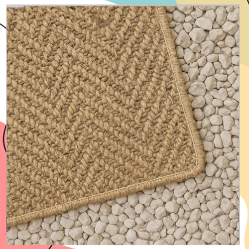 "קאמל-קנזי" – שטיח דמוי חבל באריגת שתי וערב בצבעי קאמל מתאים לתנאי חוץ