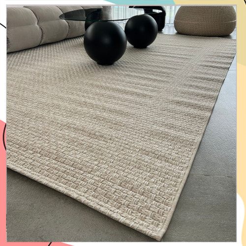 "הלסינקי" – שטיח קלוע שתי וערב בצבע שמנת חלק | מתאים גם לתנאי חוץ