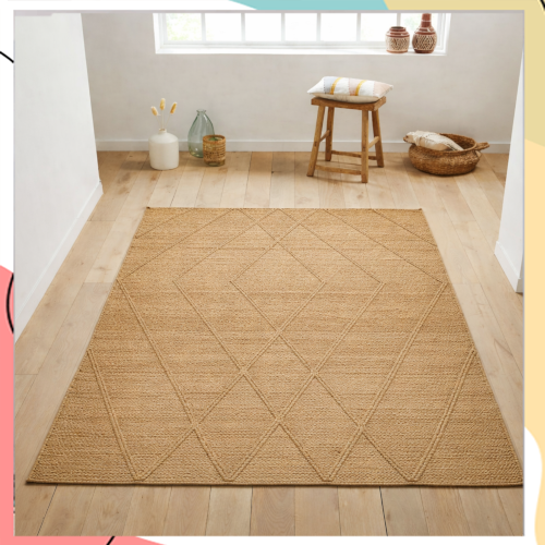 "נמרוד" - שטיח חבל הודי בהיר צפוף עם רקמת יהלום מתכנס