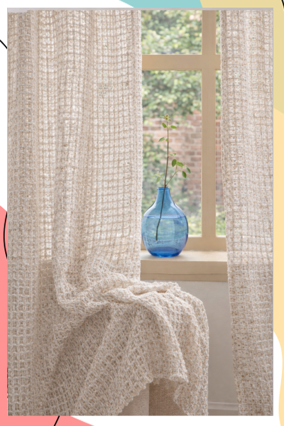 "עמית" - וילון רשת בוהמי צפוף ואיכותי בצבע קפה בהיר