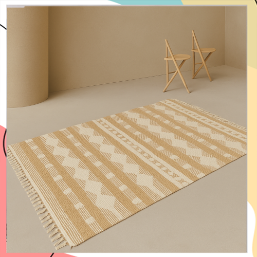 "שיבאן" - שטיח יוטה משולב עם פלומת כותנה בסגנון בוהמי ייחודי