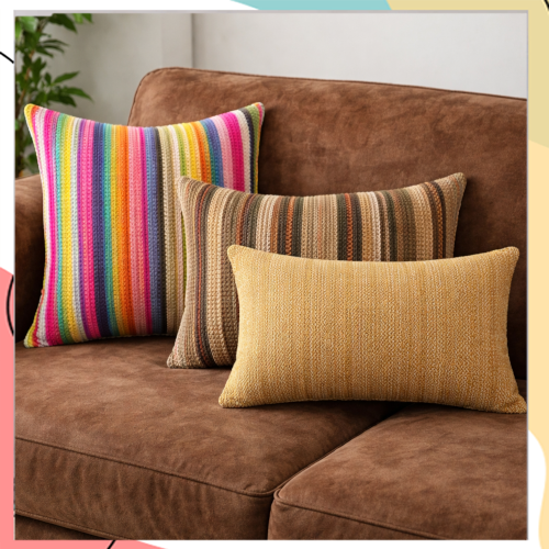 "להב” – קולקציית כריות נוי צבעוניות ארוגות מלאות צבע ורוך