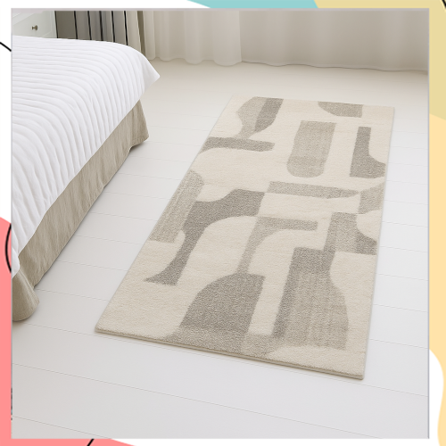 "אליו" - שטיחון פרוותי אפור- לבן בעיצוב יפני