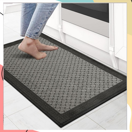 "נאוס זיגזג" - שטיחון מטבח\מקלחת דוחה כתמים ונגד החלקה מבד דמוי ג'אקרד