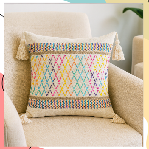 "פרידה" - כרית נוי ייחודית בעיצוב אינדיאני צבעוני