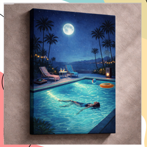 “לילה בעקבה” – יצירה דיגיטלית מודפסת על קנבס פרימיום 380 גרם כותנה