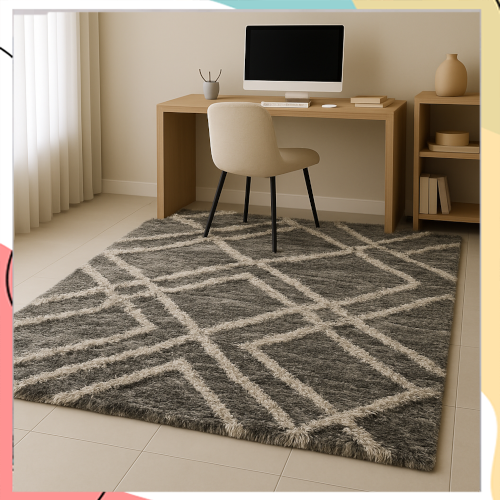 "דפנה" - קולקציית שטיחי שאגי פרימיום עבים עם תחתית תפורה מעוינים