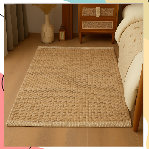 "איילנד ראנר" - שטיח כותנה פרימיום קלוע עבה בצבע פודרה | במידה 130*70