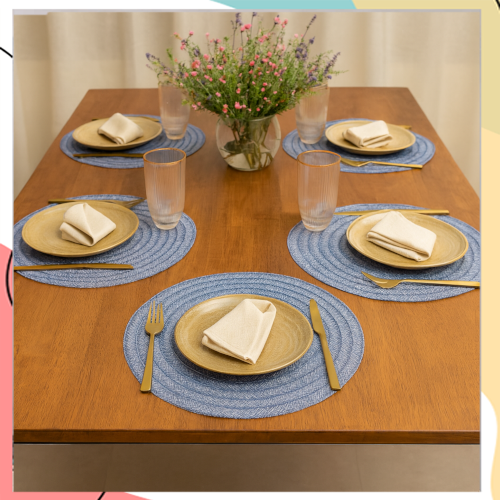 "אמבר" – מארז 4 פלייסמטים מעוצבים בקוטר 38 ס"מ הטאצ' הקטן שמשדרג כל שולחן בגדול