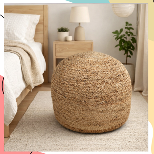 "רוני" – הדום חבל הודי טבעי גדול בעיצוב עגול בטקסטורה טבעית | במידה 40*45