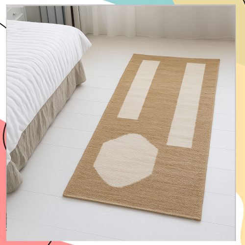 "דניאל ראנר" - שטיח חבל הודי בהיר צפוף משולב אלמנטים גיאומטריים מחבל לבן