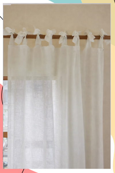 "לונה" - וילון "בוהושיק" 100% כותנה לבן עדין | בקשירת לולאות