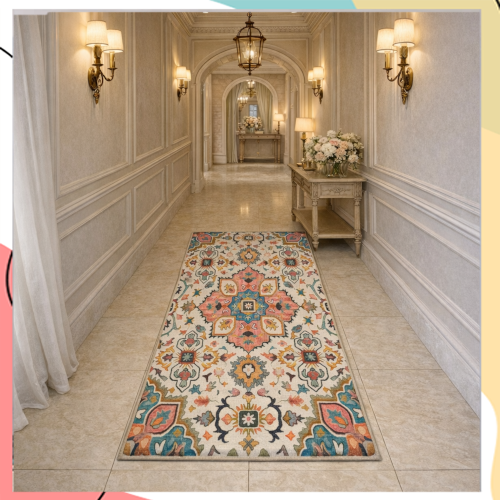 "מילר" – ראנר מודפס בסגנון אתני במידה 180*60 | מכניס צבע ואופי לחללי מעבר | בעל תחתית מונעת החלקה