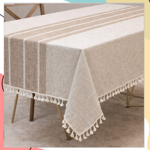 "סהרה" - מפת שולחן חג בעיצוב כפרי פשתני ברמת גימור פרימיום | בד תערובת כותנה | ללא גיהוץ