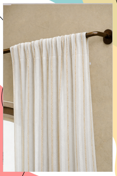 "פוליאנה השחלה נסתרת" - וילון הצללה מבד תערובת פשתן בעל עיטור רקמתי כפול עדין לכל אורכו | כנף רחבה